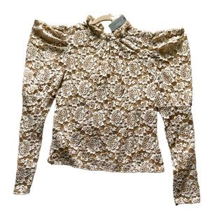 Dolan left coast collection tan and white blouse